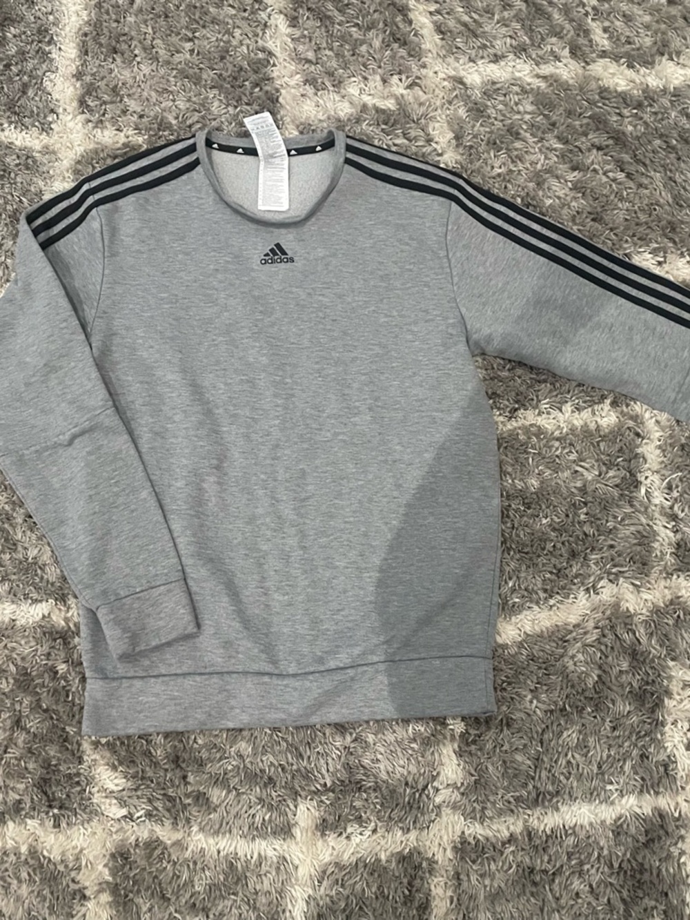 Adidas Men’s Gray Crewneck Sweatshirt with Signature 3-Stripes